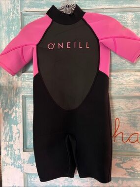 Girls O'Neill retractor spring suit Black & Pink Wetsuit EUC worn once and clean
